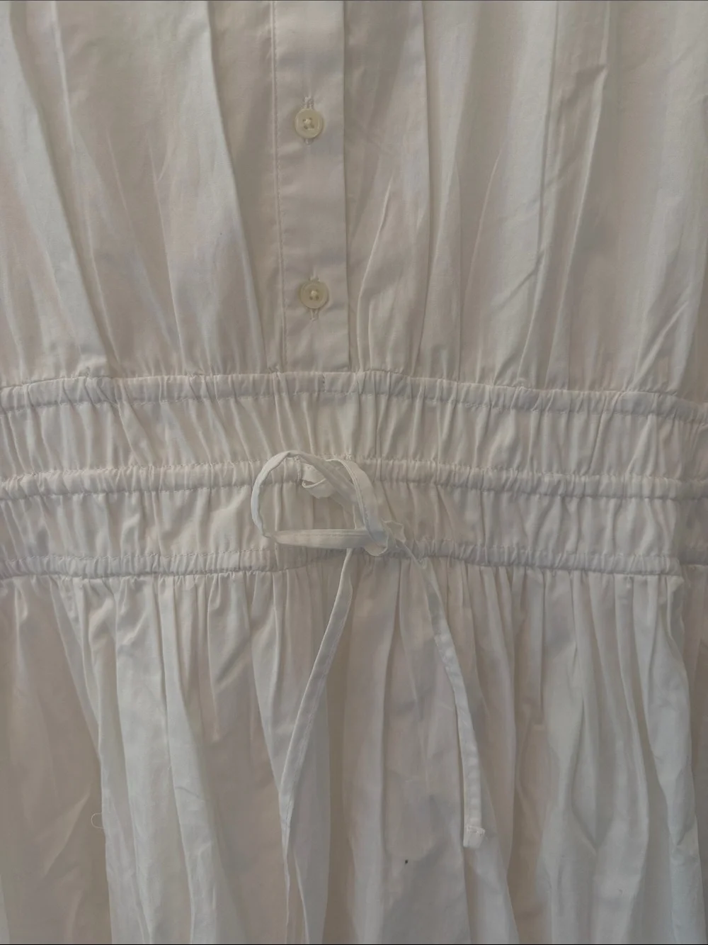 J. Crew White Short-Sleeve Drawstring Cotton Shirt Mini Dress